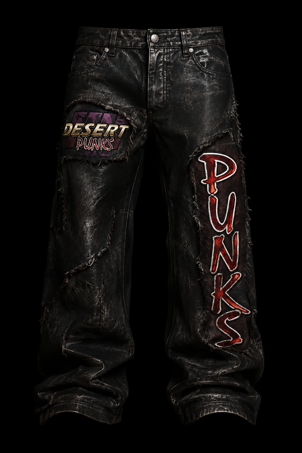 Desert Punks Distressed Faux Leather Pants